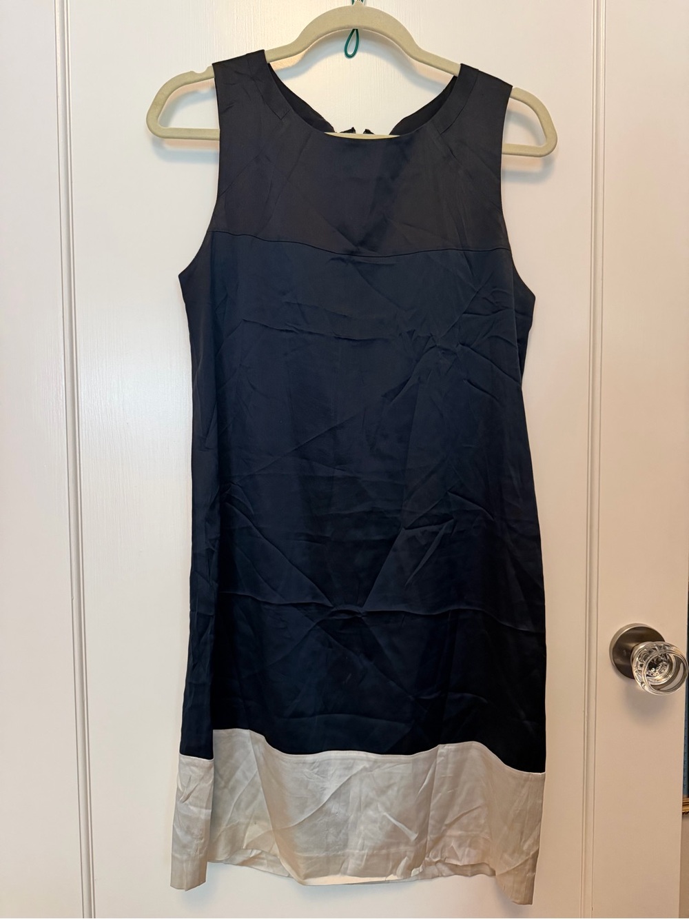 Theory Navy Shift Dress with Cream Hem